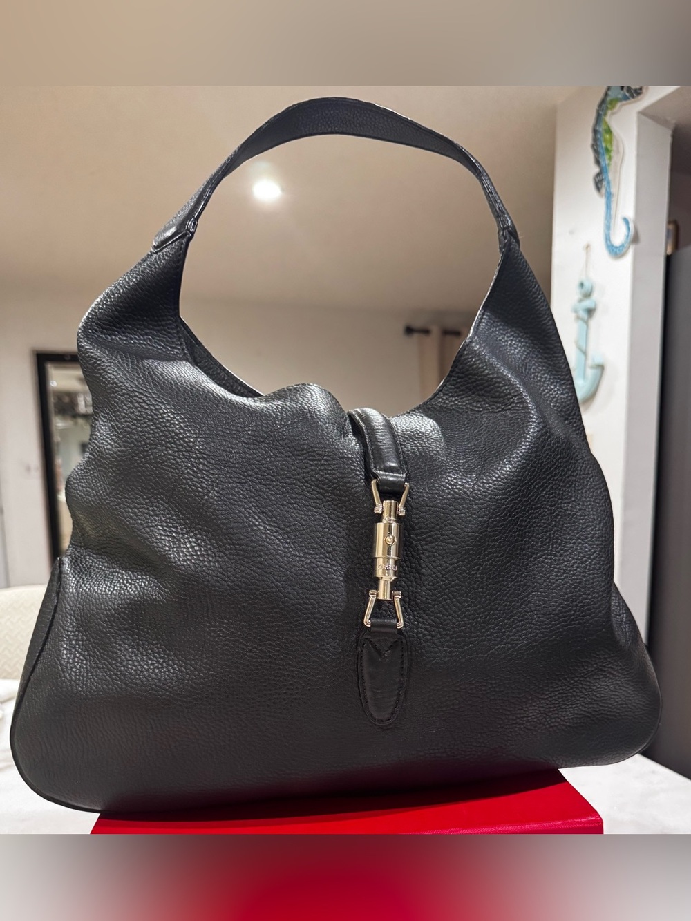 Gucci Soft Jackie Large Piston Lock Accent Hobo